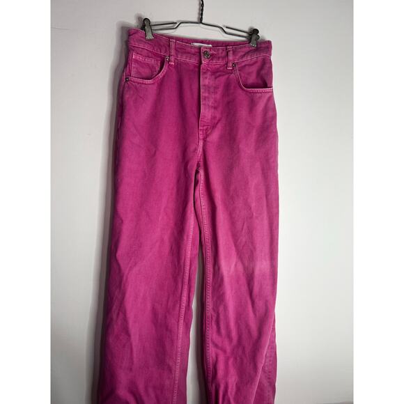Zara Women's High Rise Wide Leg Bubblegum Pink Jeans Size 6 - Picture 1 of 7